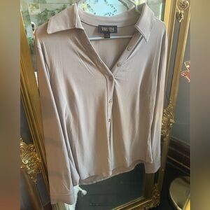 Truth Women's Elegant Tan Button-Down Shirt